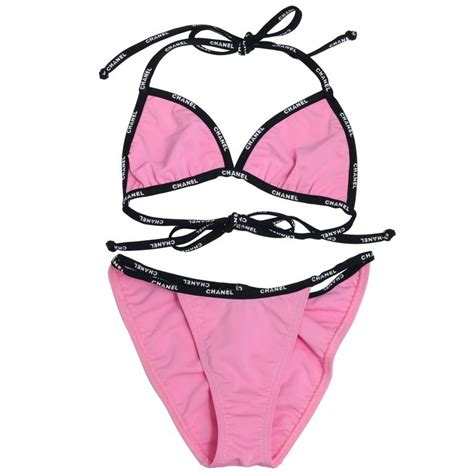 pink chanel swimsuit|Chanel bikini set.